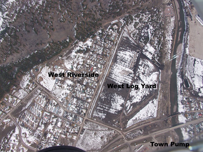 Aerial view of the West Log Yard.