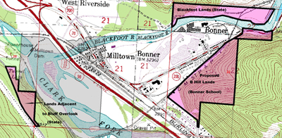A map of the legacy lands included in the recent NRDP grant application.